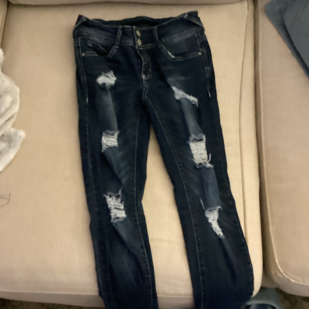 Wallflower Dark Blue Distressed Skinny Jeans